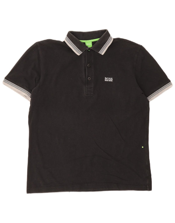 Cămașă polo pentru bărbați Hugo Boss, mare, negru, cu dungi