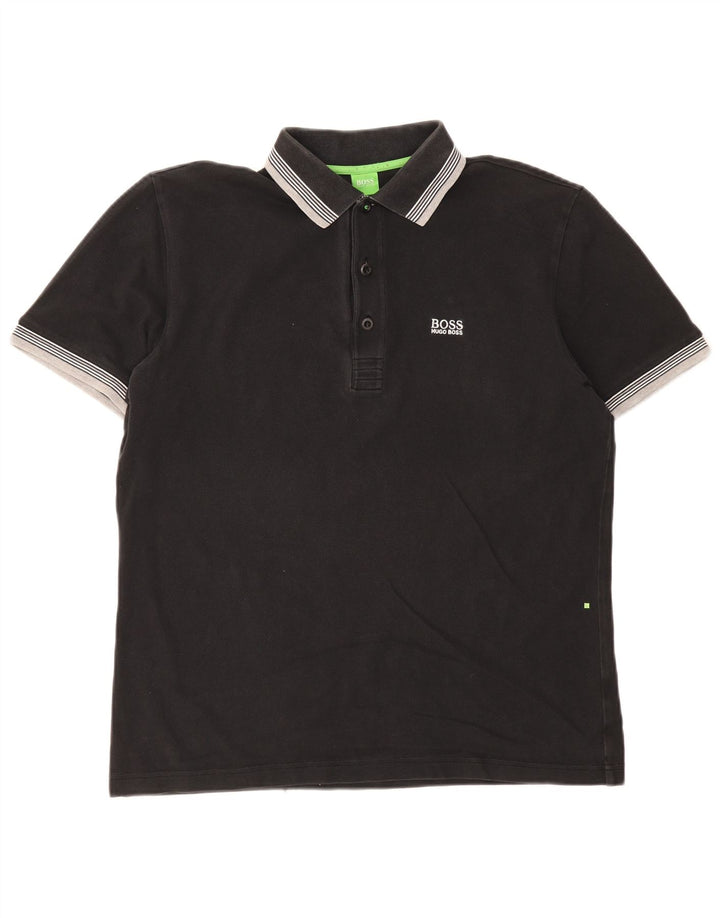 Cămașă polo pentru bărbați Hugo Boss, mare, negru, cu dungi