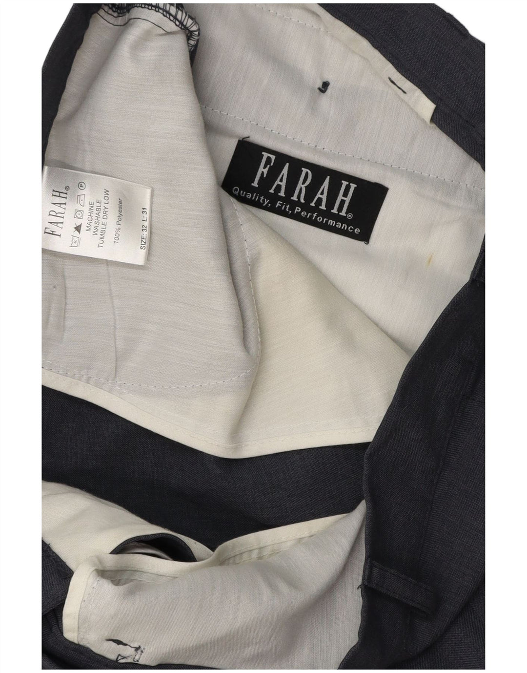 Pantaloni casual drepti pentru bărbați FARAH W32 L31 poliester gri