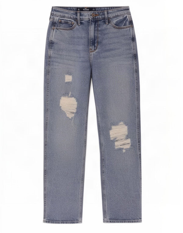 Blugi Hollister pentru femei Mom Distressed Tapered US 1 XS W25 L27 Albastru