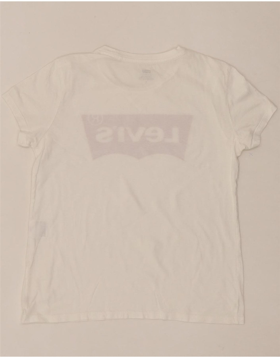 LEVI'S Womens Graphic T-Shirt Top UK 14 Medium White Vintage Levi's and Second-Hand Levi's from Messina Hembry 