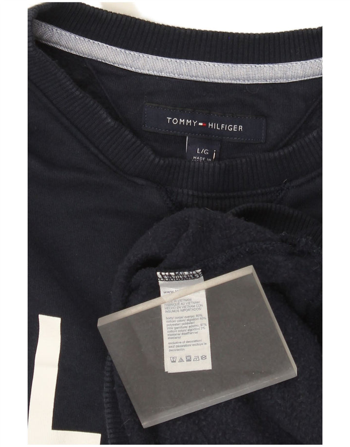 Hanorac grafic pentru bărbați Tommy Hilfiger Pulover mare din bumbac bleumarin