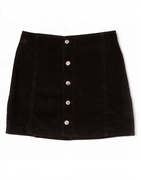 Fusta mini din velur pentru femei Topshop UK 8 Small W26 Bumbac negru