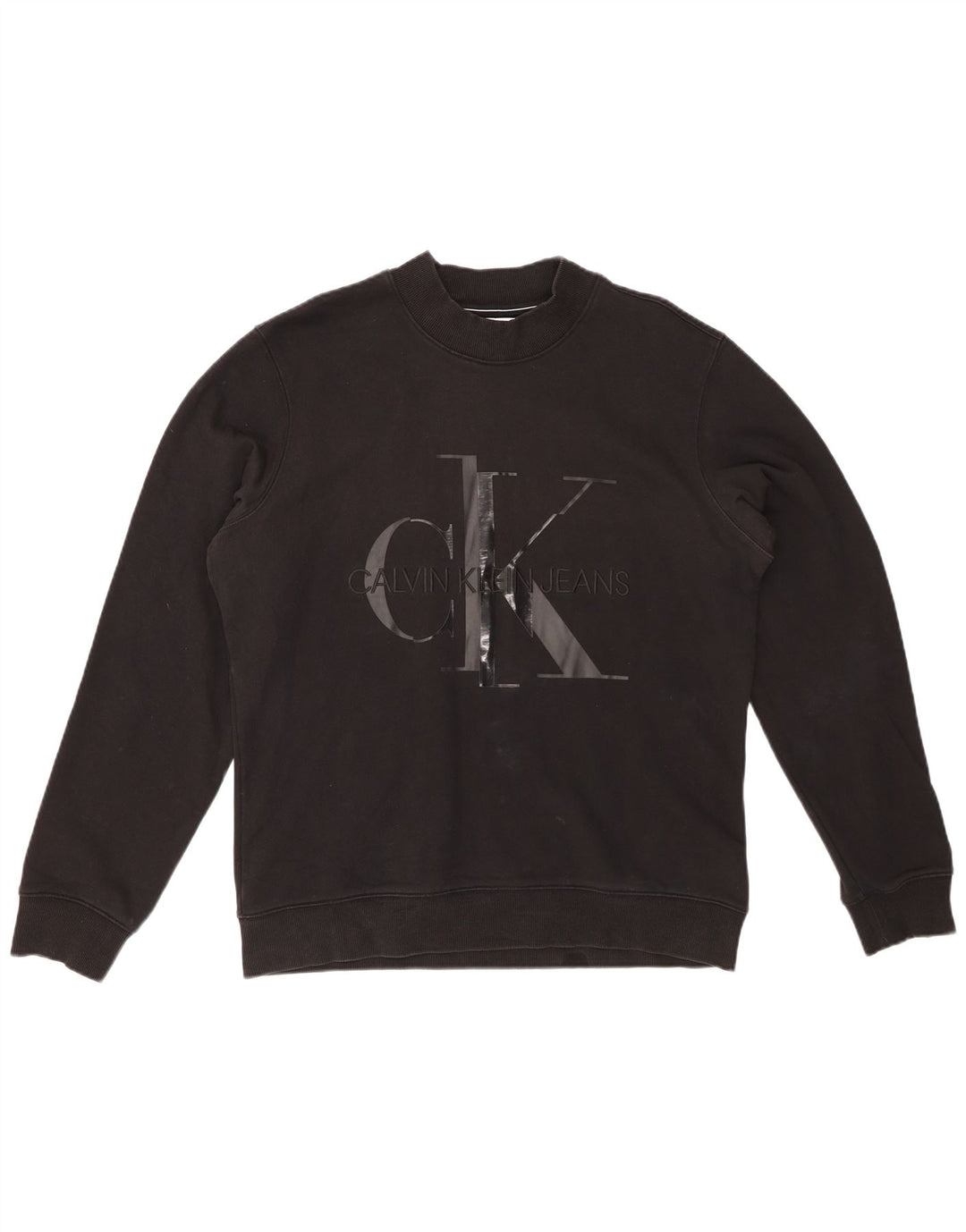 CALVIN KLEIN JEANS Pulover cu grafic pentru femei UK 16 Large Negru