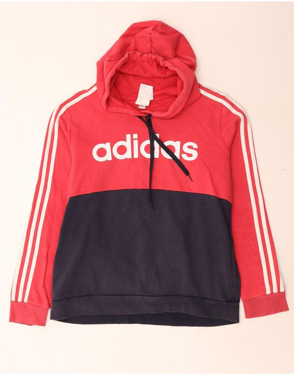 Pulover cu glugă cu grafic Adidas pentru femei UK 20/22 XL, bumbac color bloc roșu