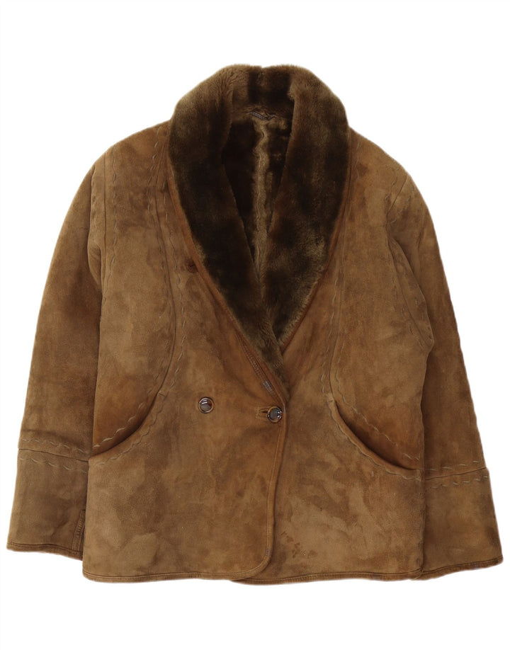 Jachetă vintage pentru femei din shearling IT 42 Medium Khaki