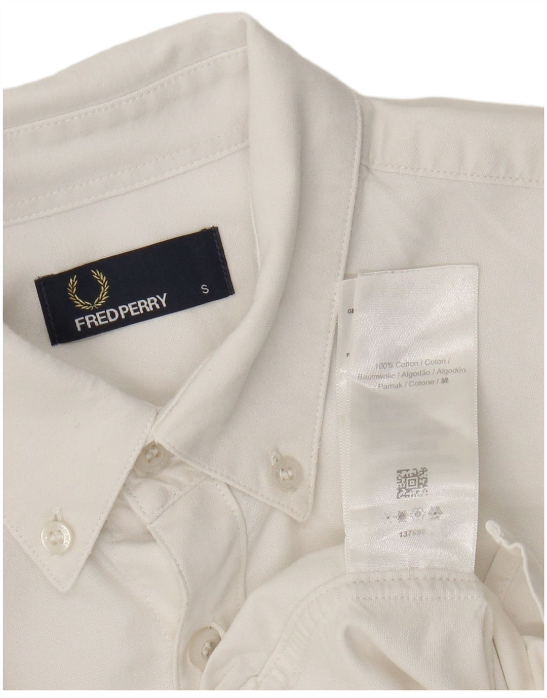 Cămașă Fred Perry pentru bărbați, bumbac alb mic
