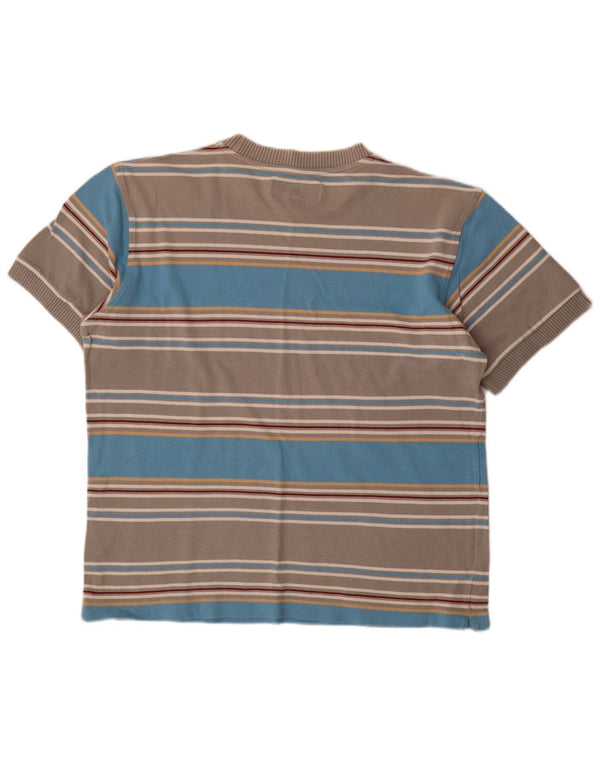 Diadora Mens T-Shirt Top Large Grey Striped Cotton