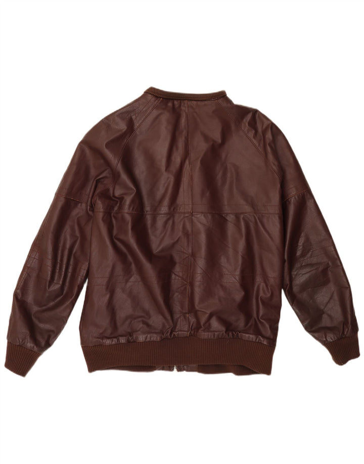 Jachetă de piele pentru bărbați VINTAGE UK 38 Burgundy mediu