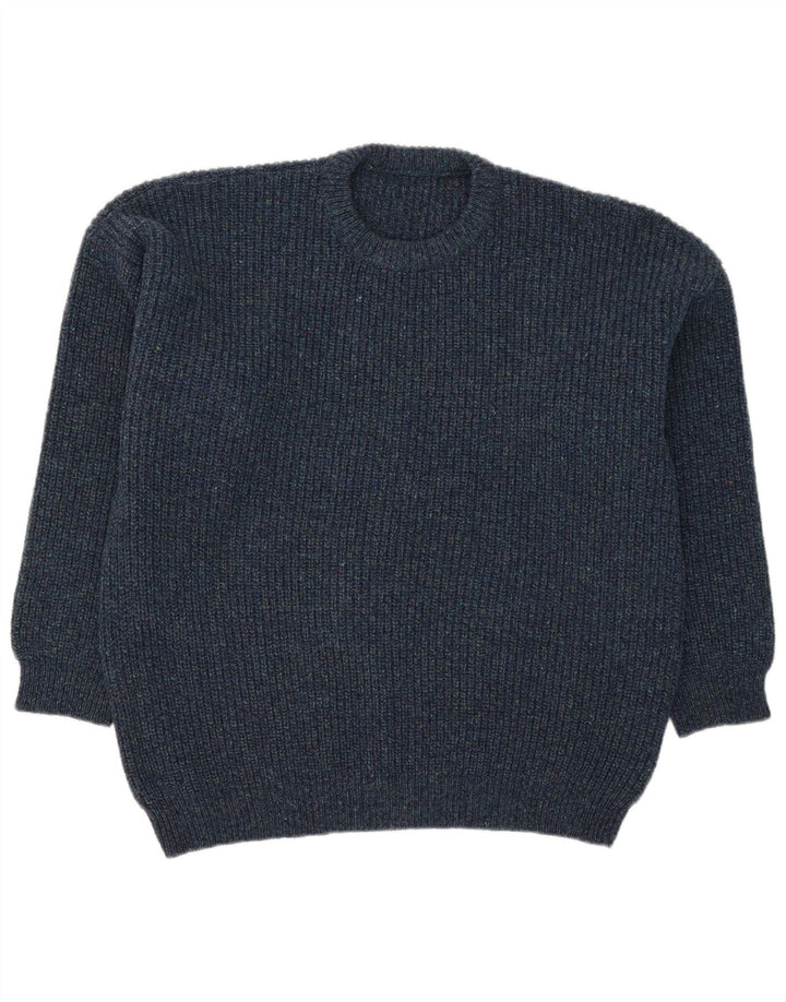 Pulover vintage pentru bărbați cu gâtul turnat XL bleumarin