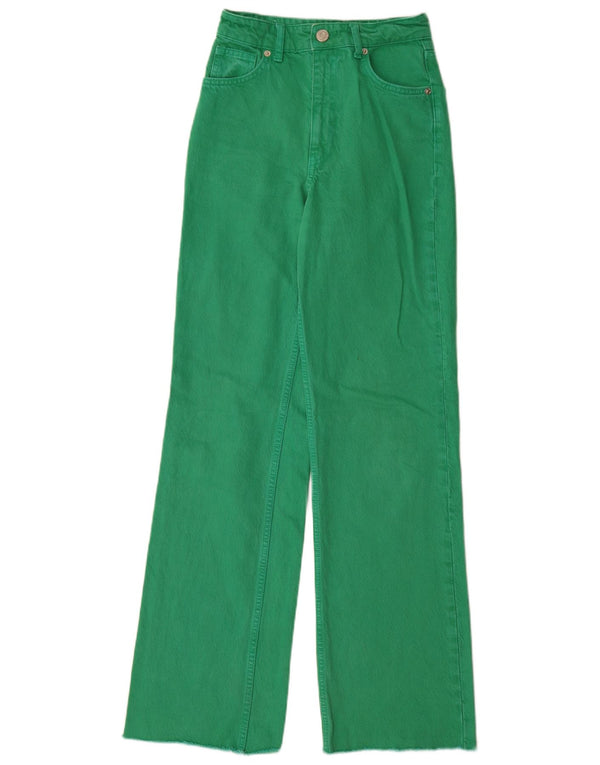 Blugi Zara femei cu talie înaltă cu picioare largi EU 32 2XS L22 L33 bumbac verde