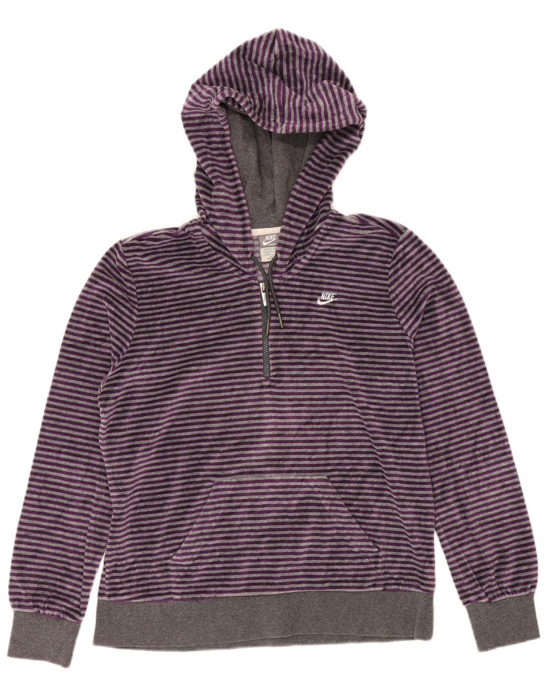 Pulover NIKE pentru femei, din velur, cu gât, cu glugă, 20/22 XL, în dungi violet