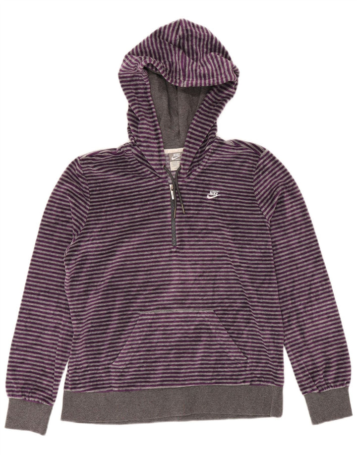 Pulover NIKE pentru femei, din velur, cu gât, cu glugă, 20/22 XL, în dungi violet