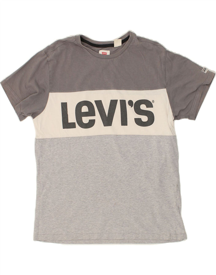 LEVI'S Mens Graphic T-Shirt Top Small Grey Colourblock Cotton Vintage Levi's and Second-Hand Levi's from Messina Hembry 
