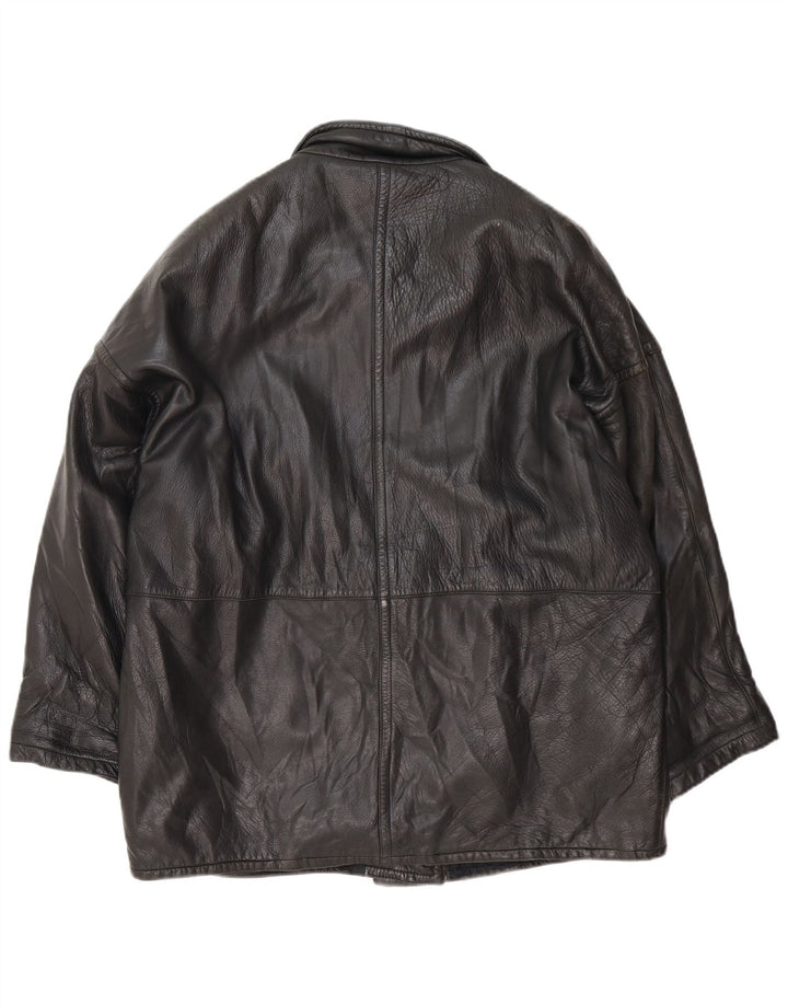 Jachetă de piele vintage pentru femei UK 18 XL neagră
