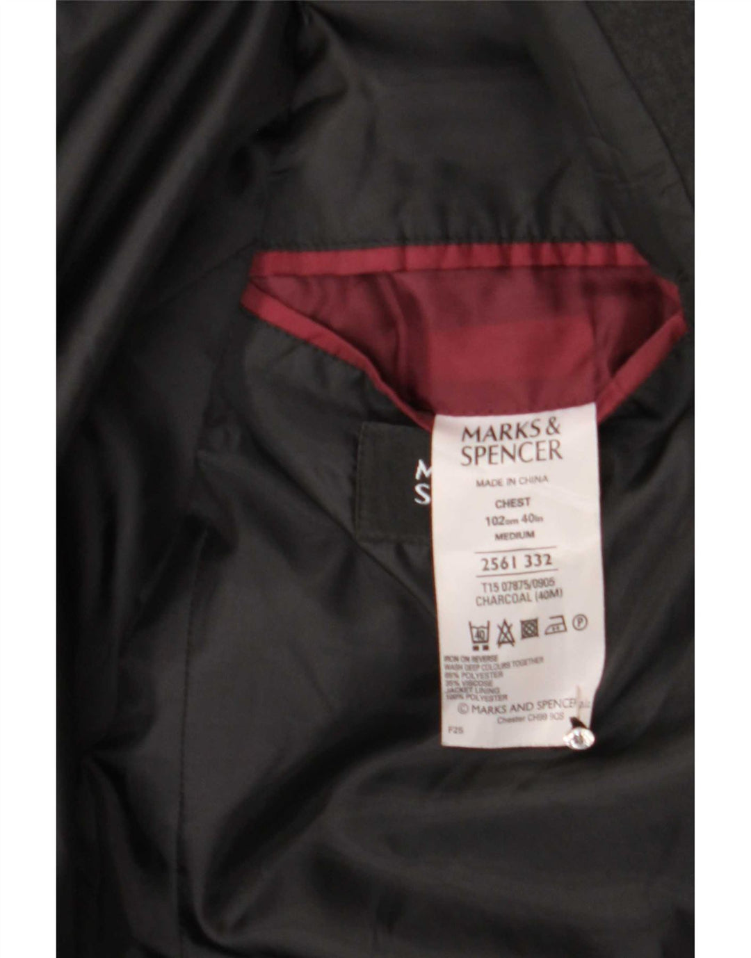 Jachetă pentru bărbați Marks & Spencer, cu 2 nasturi, UK 40 Poliester mediu negru