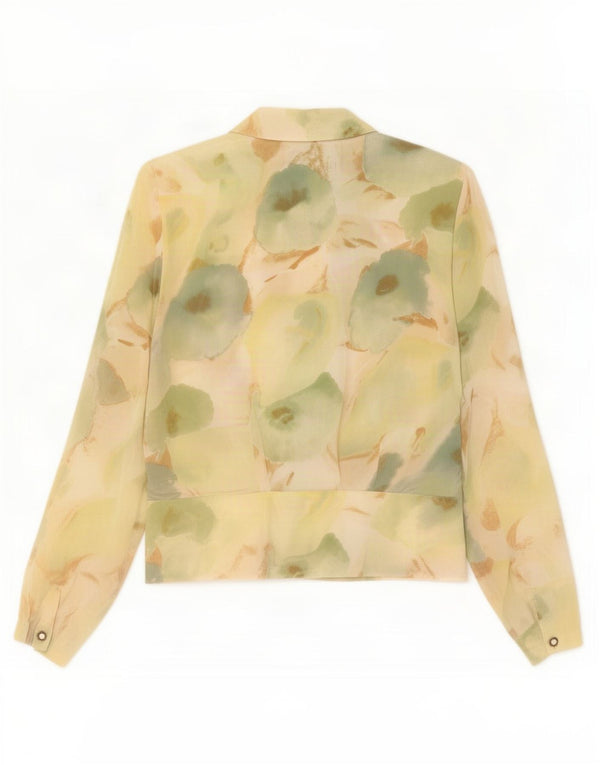 Bluză cămașă cu mânecă lungă cu model abstract pentru femei vintage IT 44 verde mediu