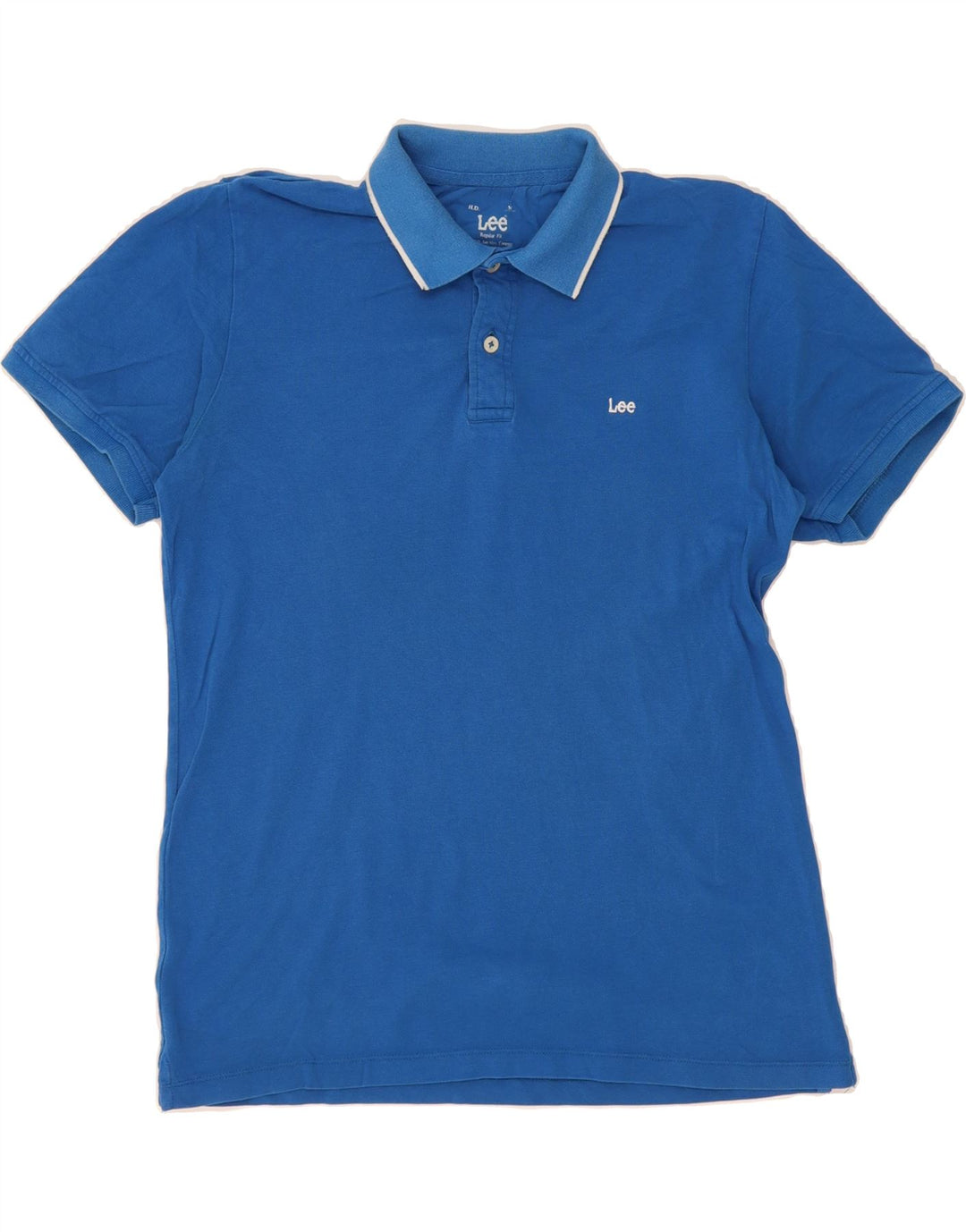 LEE Mens Regular Fit Polo Shirt Medium Blue Cotton Vintage Lee and Second-Hand Lee from Messina Hembry 