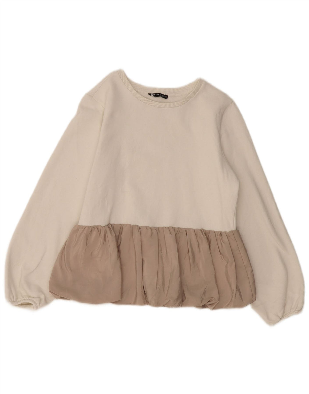 Pulover pentru damă ZARA, UK 12, bumbac color bloc alb mediu