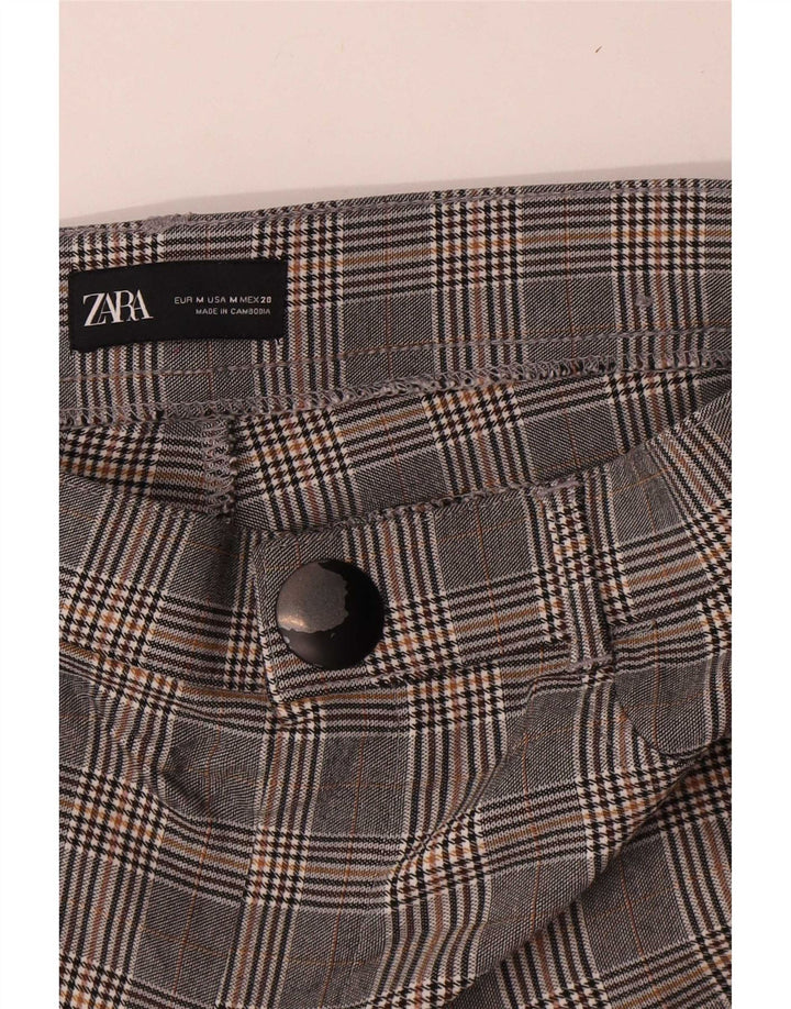 Pantaloni casual slim pentru femei Zara Mediu L28 L28 Gri Houndstooth Viscose