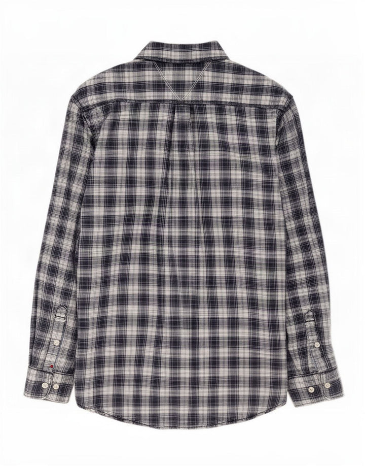 Cămașă de flanel pentru bărbați Tommy Hilfiger, mare, din bumbac cu carouri bleumarin