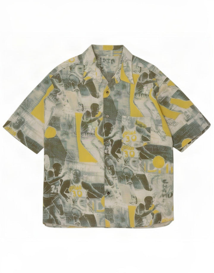 Cămașă cu mânecă scurtă pentru bărbați vintage cu model abstract, XL, multicoloră