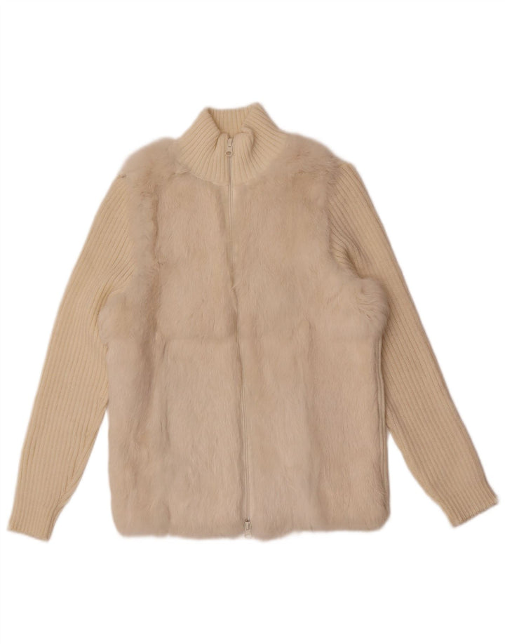 Pulover Cardigan pentru Damă Zara UK 12 Mediu Acrilic alb