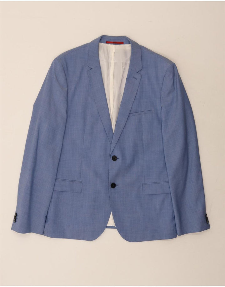 Jachetă blazer pentru bărbați Hugo Boss cu 2 nasturi IT 54 2XL Lână albastră