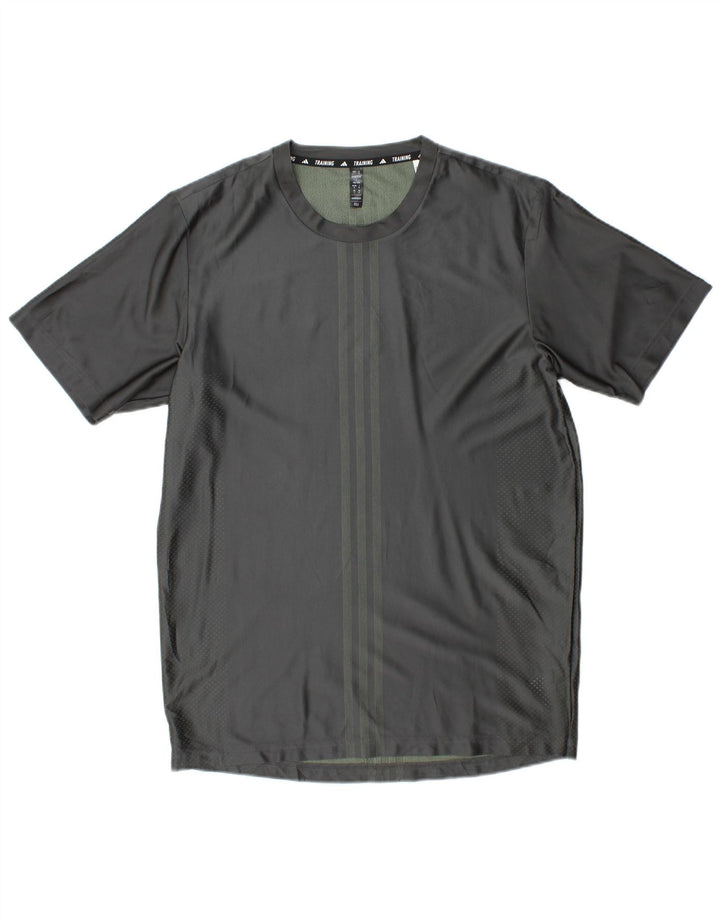 Tricou pentru bărbați Adidas Aeroready Top Mediu Gri Poliester cu dungi