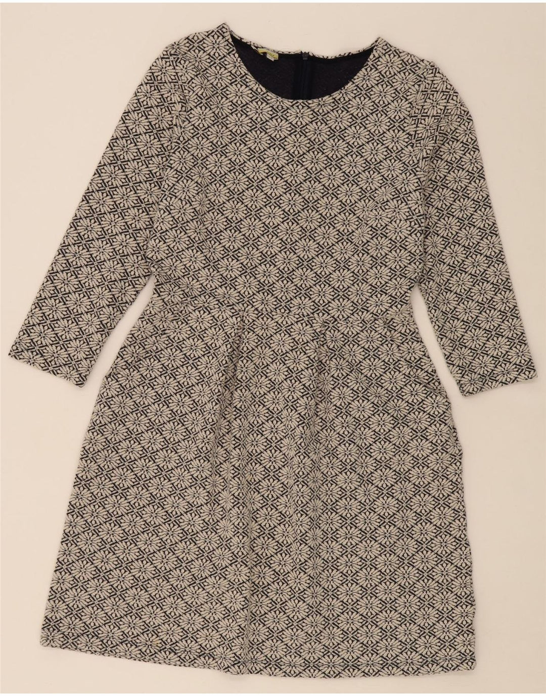 HOBBS Womens 3/4 Sleeve Basic Dress UK 12 Medium  White Floral Vintage Hobbs and Second-Hand Hobbs from Messina Hembry 