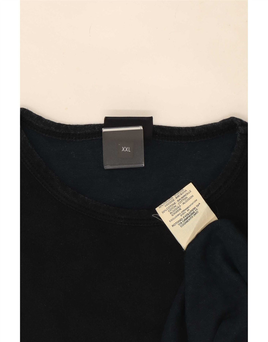 Trussardi Jeans Top pentru bărbați cu mânecă lungă 2XL, viscoză neagră