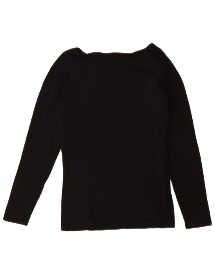 Coasta pentru femei de top cu mânecă lungă UK 10 mic, negru, în dungi, viscoză