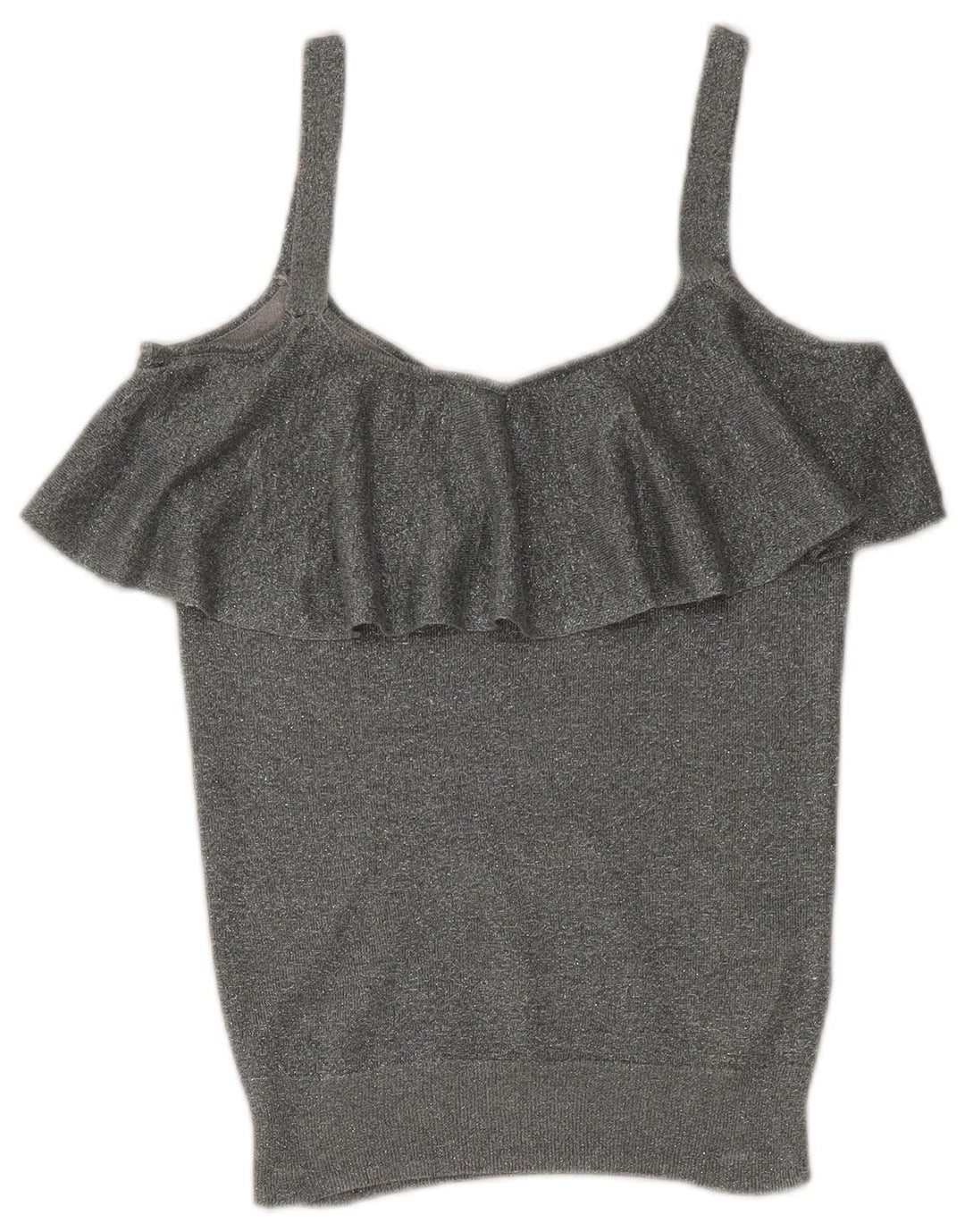 Oasis Crop Cami Top pentru femei UK 6 XS Silver Flecked Viscose