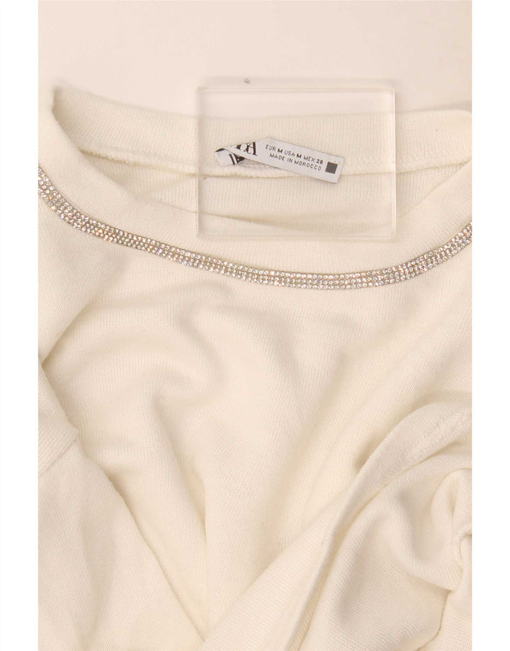 Top supradimensionat pentru femei Zara cu mânecă lungă UK 14 Medium White