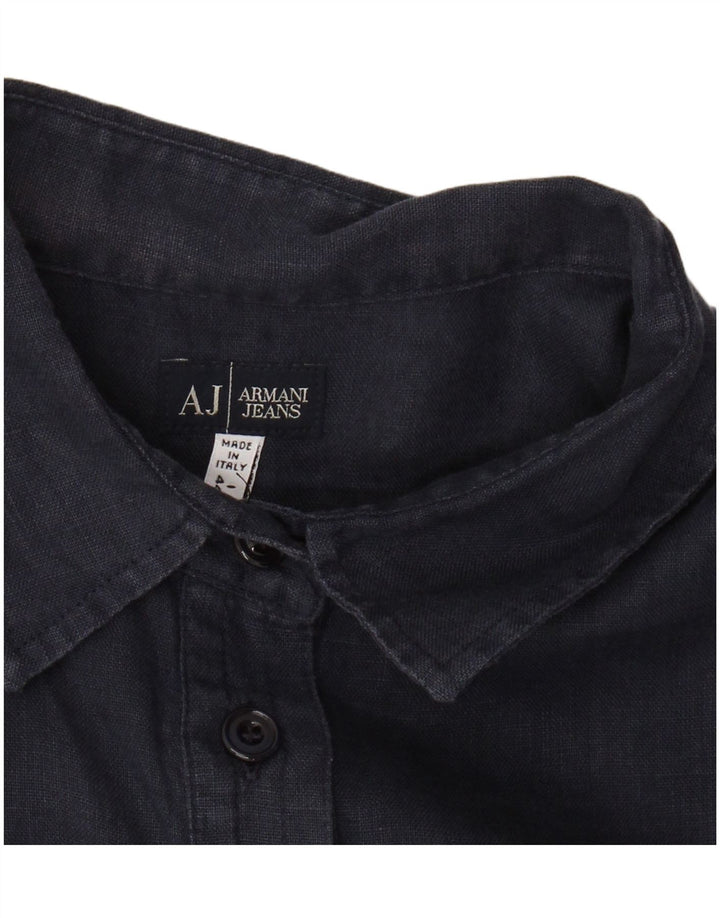 ARMANI JEANS Cămașă cu mânecă scurtă pentru femei UK 14 Medium Bleumarin In