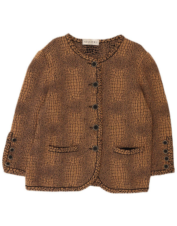 Pulover cardigan pentru femei STIZZOLI UK 16 mare maro imprimeu animal