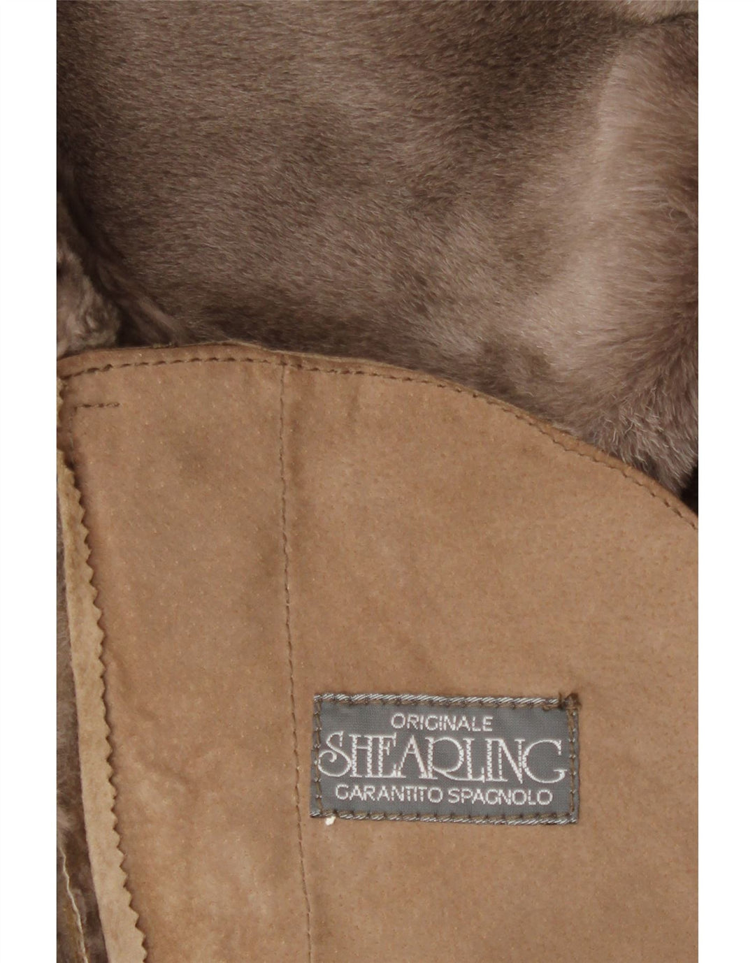 Palton din shearling vintage pentru femei UK 18 XL bej din shearling