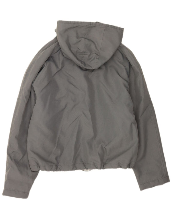 Jachetă vintage pentru femei cu glugă supradimensionată, UK 10, nailon gri mic