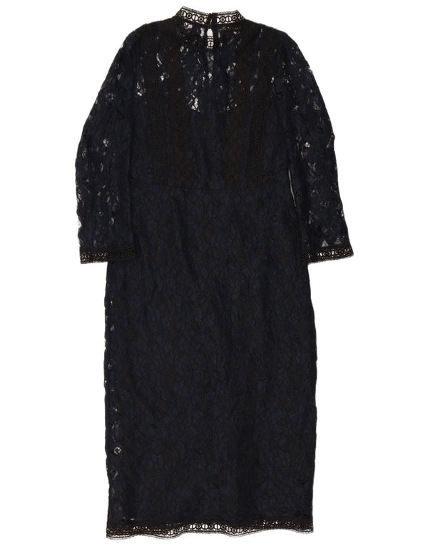 Rochie Maxi din Dantela See Through Zara UK 12 Medium Bleumarin Floral