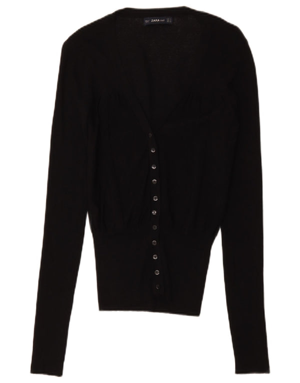 Pulover cardigan pentru femei Zara UK 12 Medium Black Viscose
