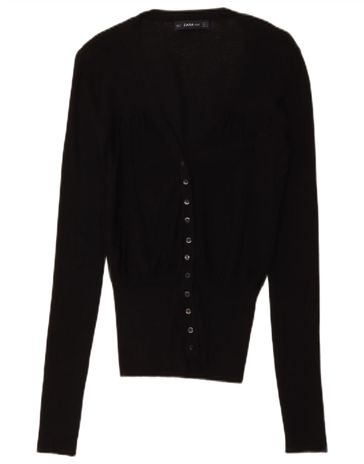 Pulover cardigan pentru femei Zara UK 12 Medium Black Viscose