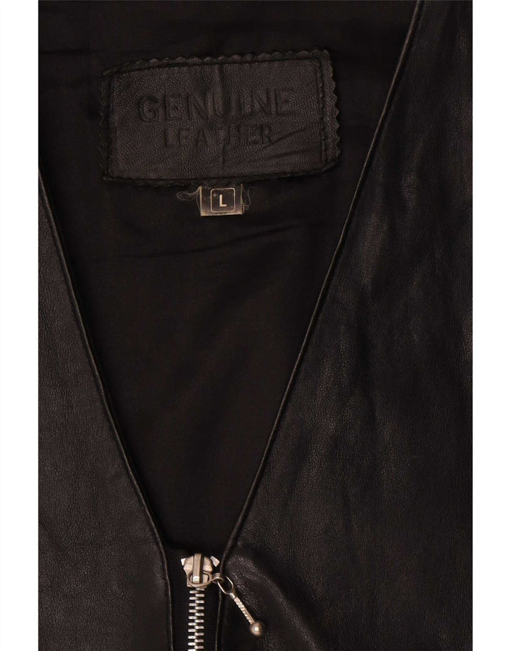 Vestă din piele vintage pentru bărbați, mare, neagră