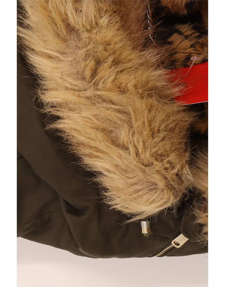 Jachetă parka cu glugă pentru femei Zara UK 14 Medium Kaki Poliester