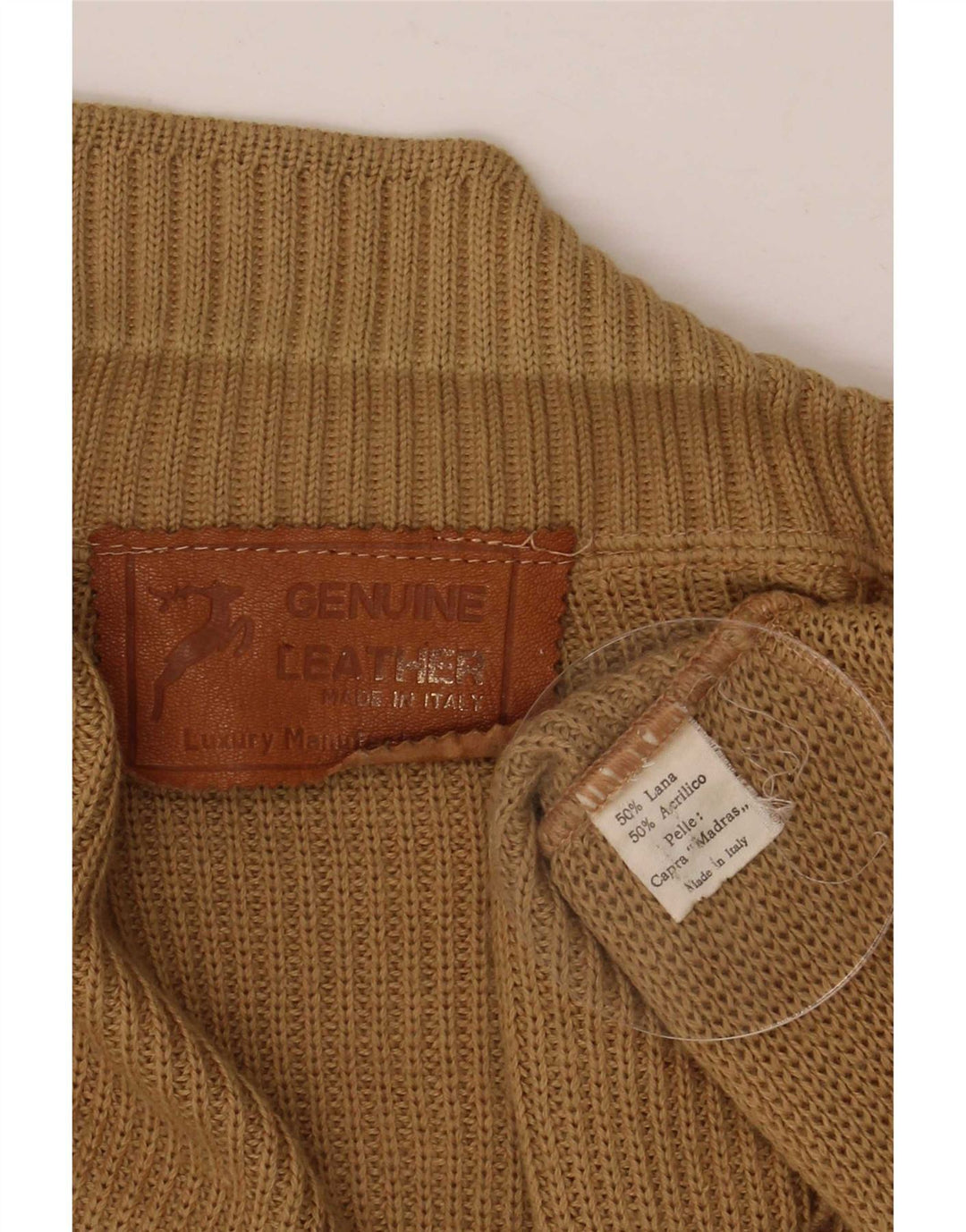 Cardigan Vintage pentru bărbați din lână maro mediu
