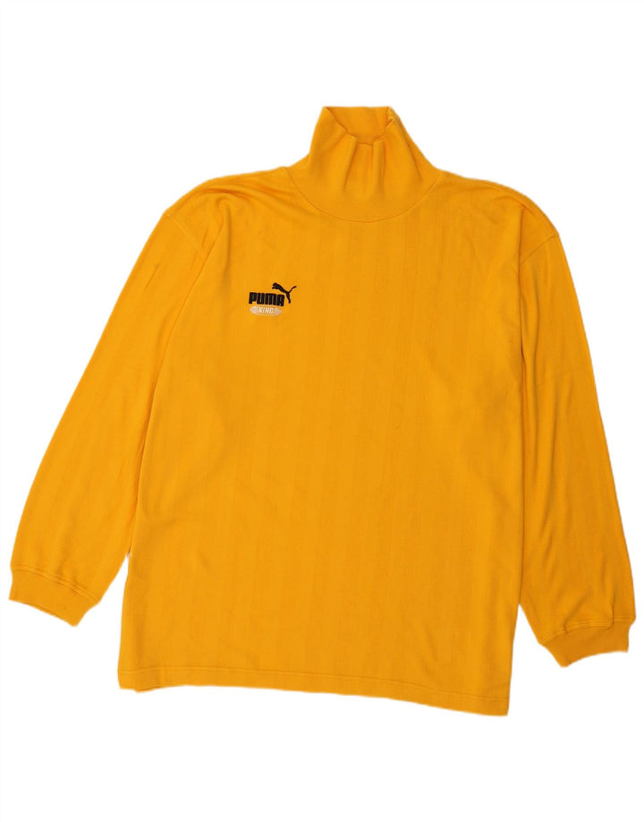 Top pentru bărbați Puma cu mânecă lungă XL, bumbac cu dungi galbene
