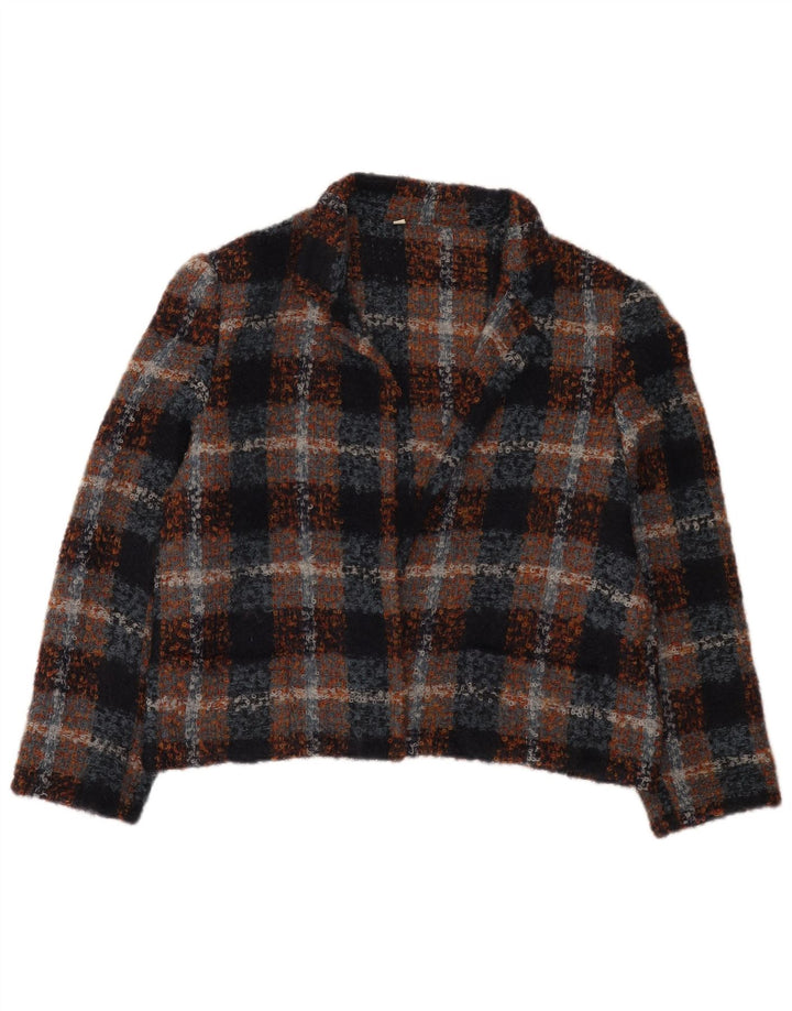 Jachetă Bolero Vintage pentru femei deschisă IT 48 XL Lână cu carouri multicolore