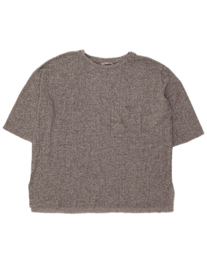Tricou supradimensionat pentru femei Zara UK 10 mic, gri, viscoză