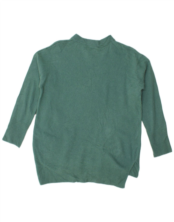 Pulover oversize pentru femei Benetton cu decolteu triplu UK 10 Small Green