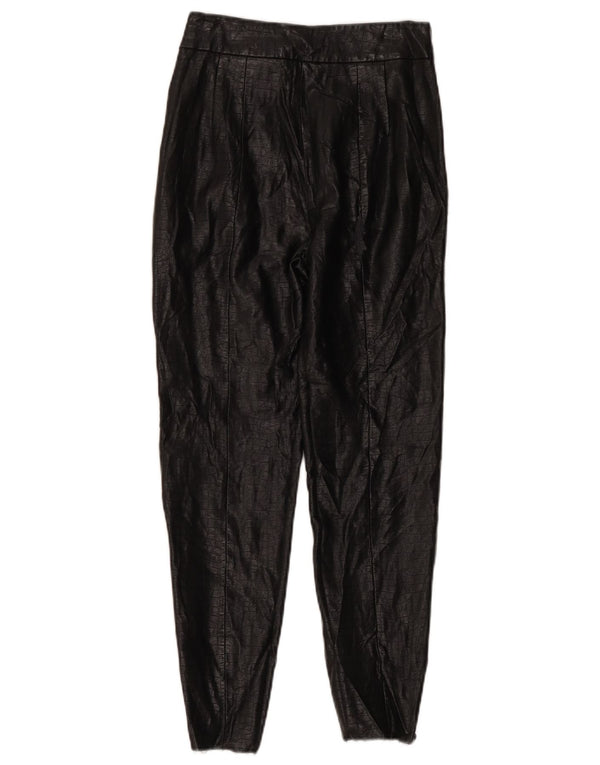Pantaloni skinny din piele artificială pentru femei Zara Mici L26 L26 Negru Animal Print