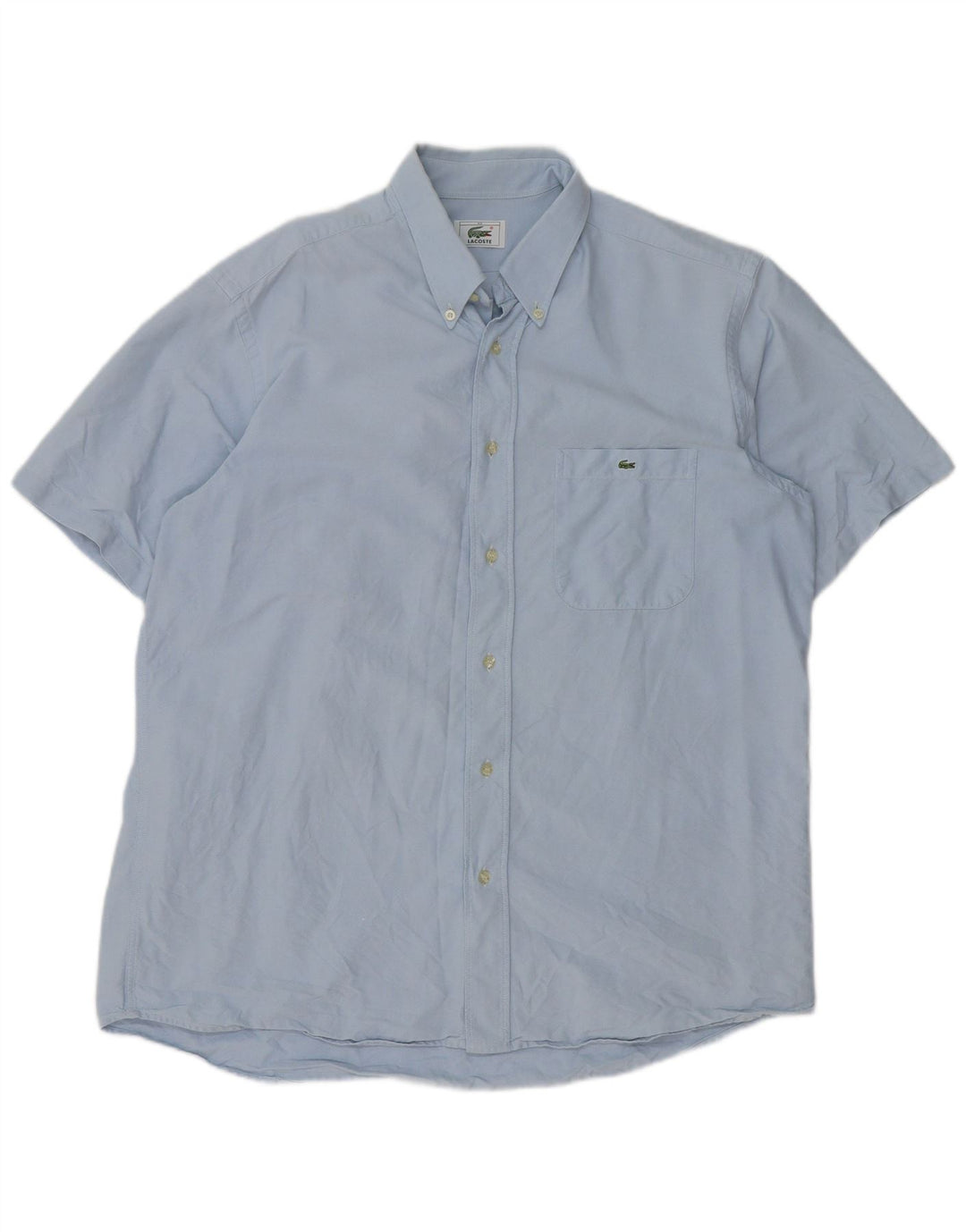 LACOSTE Mens Short Sleeve Shirt Size 42 Large Blue Cotton